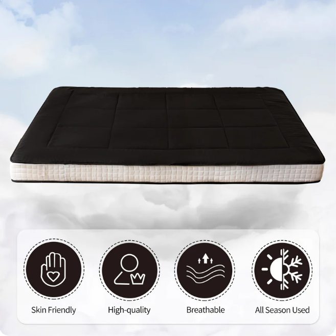 MAXYOYO Padded Japanese Floor Mattress, Black Foldable Roll Up Futon Mattress