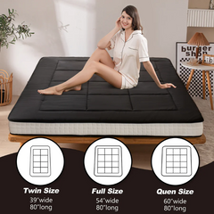 MAXYOYO Padded Japanese Floor Mattress, Black Foldable Roll Up Futon Mattress