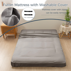 MAXYOYO Padded Japanese Floor Mattress, Dark Grey Extra Thick Folding Futon Mattress