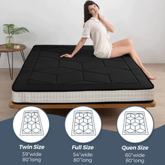 MAXYOYO 6" Extra Thick Floor Futon Mattress, Geometric Diamond Quilted Bed Mattress Topper