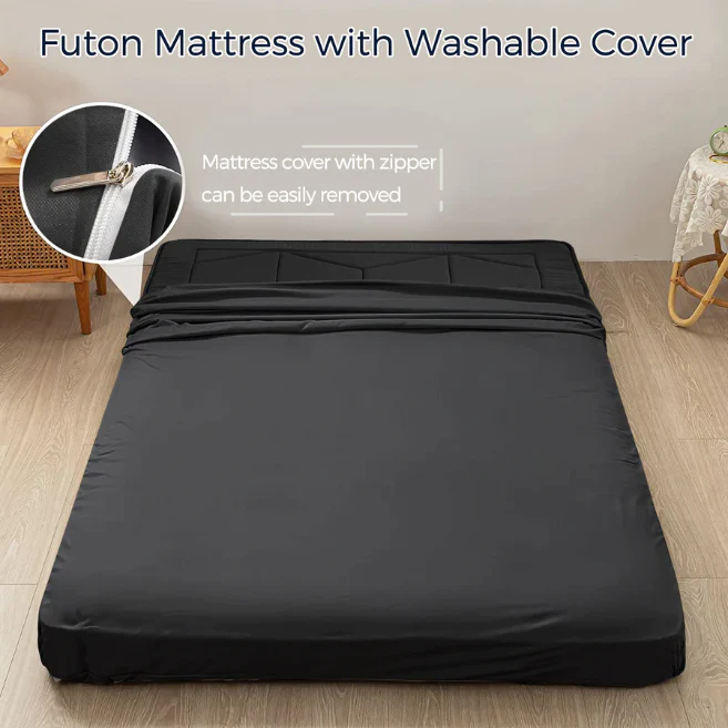 MAXYOYO 6" Extra Thick Floor Futon Mattress, Geometric Diamond Quilted Bed Mattress Topper