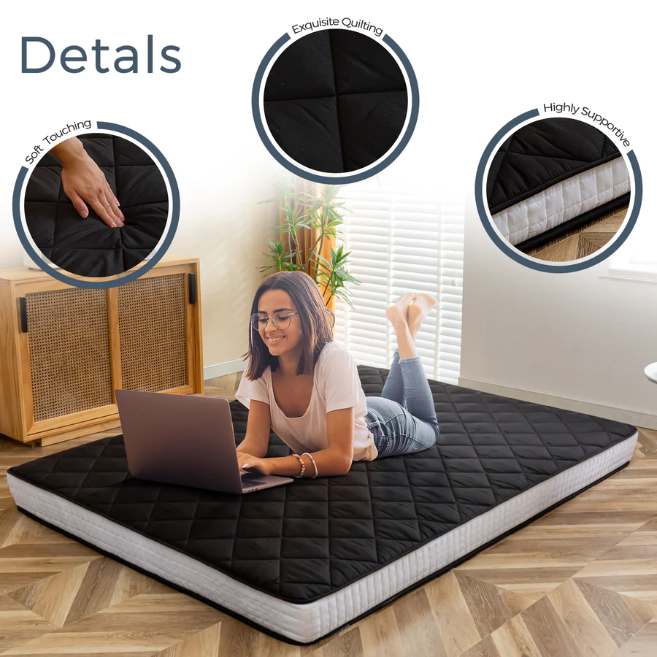 MAXYOYO New Super Thick Folding Japanese Floor Mattress, Black