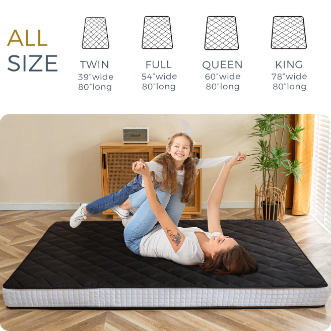 MAXYOYO New Super Thick Folding Japanese Floor Mattress, Black