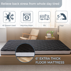 MAXYOYO New Super Thick Folding Japanese Floor Mattress, Black