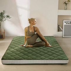 MAXYOYO Diamond Patterned Padded Japanese Floor Mattress, Extra Thick Japanese Floor Mattress Quilted Mattress Topper, Green