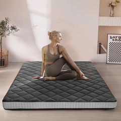 MAXYOYO Diamond Patterned Padded Japanese Futon Bed, Extra Thick Japanese Floor Mattress Quilted Mattress Topper, Dark Grey