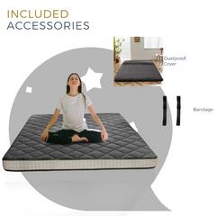 MAXYOYO Diamond Patterned Padded Japanese Futon Bed, Extra Thick Japanese Floor Mattress Quilted Mattress Topper, Dark Grey