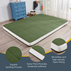 MAXYOYO Padded Japanese Floor Mattress, Green Foldable Roll Up Futon Mattress