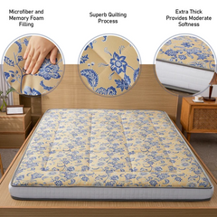 MAXYOYO Padded Japanese Floor Mattress,  Floral Printed Futon Mattress Folding Sleeping Pad