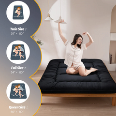 MAXYOYO Japanese Futon  floor Mattress, Twin-Queen size Futon Mattress, Black