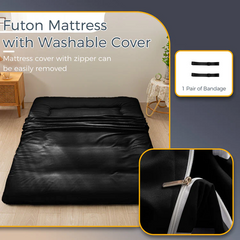 MAXYOYO Japanese Futon  floor Mattress, Twin-Queen size Futon Mattress, Black