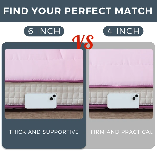 MAXYOYO Padded Japanese Floor Mattress, Purple Extra Thick Folding Sleeping Pad