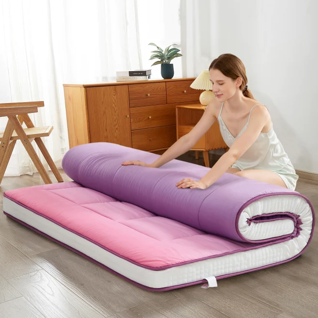 MAXYOYO Padded Japanese Floor Mattress, Purple Extra Thick Folding Sleeping Pad