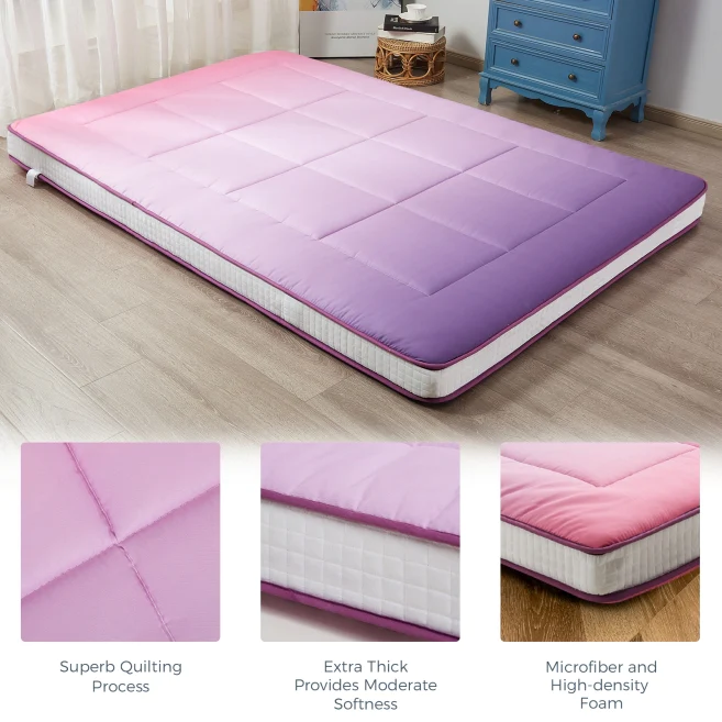 MAXYOYO Padded Japanese Floor Mattress, Purple Extra Thick Folding Sleeping Pad