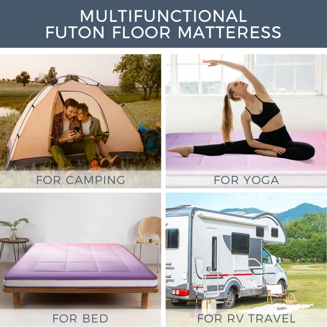 MAXYOYO Padded Japanese Floor Mattress, Purple Extra Thick Folding Sleeping Pad
