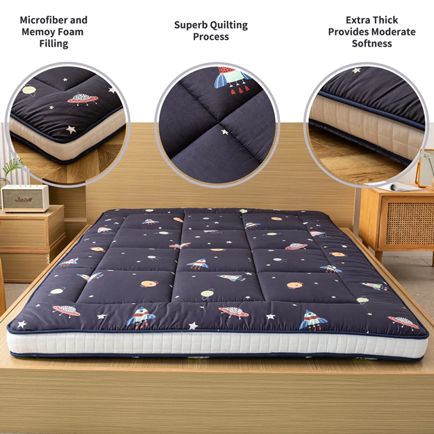 MAXYOYO Padded Japanese Futon Mattress,Printed Floor Mattress for Camping Couch