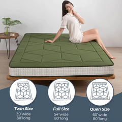 MAXYOYO 6" Extra Thick Floor Futon Mattress, Geometric Diamond Quilted Bed Mattress Topper