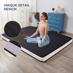 MAXYOYO Padded Japanese Floor Mattress, Black Foldable Roll Up Futon Mattress