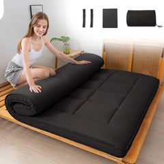 MAXYOYO Padded Japanese Floor Mattress, Black Foldable Roll Up Futon Mattress