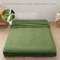 MAXYOYO Padded Japanese Floor Mattress, Green Foldable Roll Up Futon Mattress