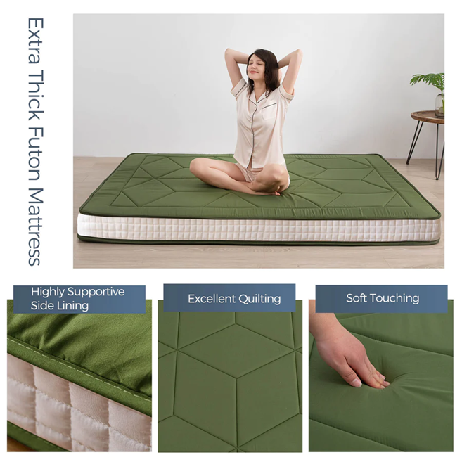 MAXYOYO Padded Japanese Floor Mattress, Green Foldable Roll Up Futon Mattress