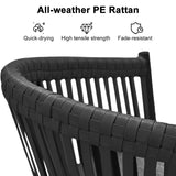 PURPLE LEAF Counter Stools Bar Stools Rattan Bar Stools Wicker Bar Chairs Woven Aluminum Barstools with Back and Cushions