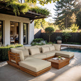 Mirella - 6 Piece Water Resistant Fabric Upholstered Outdoor Patio Modular Sectional