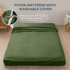 MAXYOYO Padded Japanese Floor Mattress, Green Foldable Roll Up Futon Mattress