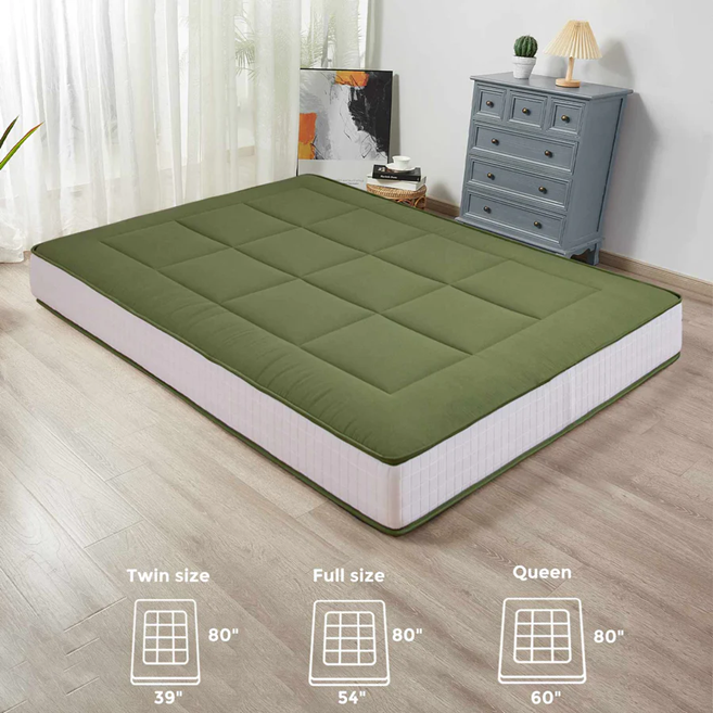 MAXYOYO Padded Japanese Floor Mattress, Green Foldable Roll Up Futon Mattress