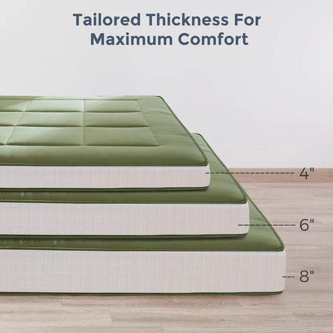 MAXYOYO Padded Japanese Floor Mattress, Green Foldable Roll Up Futon Mattress