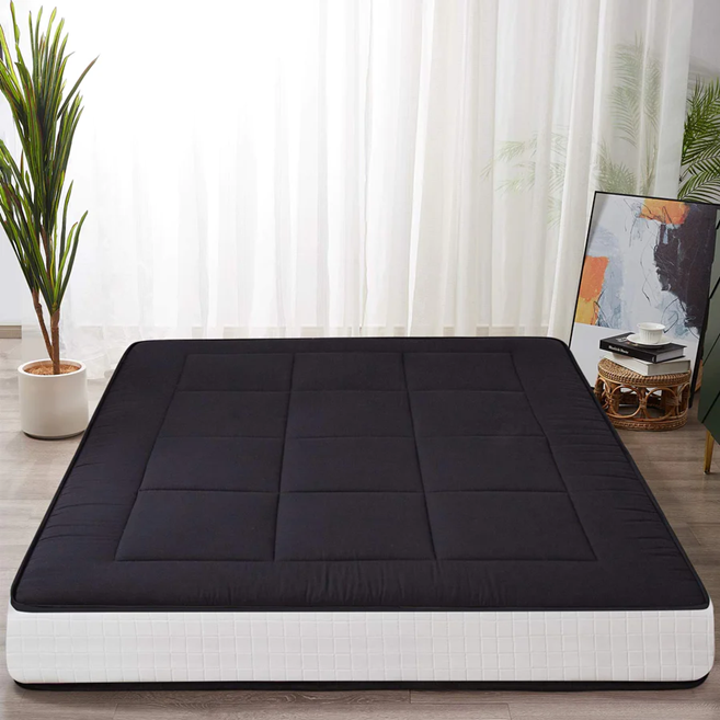 MAXYOYO Padded Japanese Floor Mattress, Black Foldable Roll Up Futon Mattress