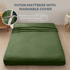 MAXYOYO Padded Japanese Floor Mattress, Green Foldable Roll Up Futon Mattress