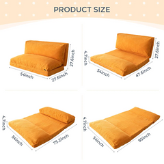 MAXYOYO Bean Bag Folding Sofa Bed with Corduroy Washable Cover, Extra Thick and Long Floor Sofa for Adults