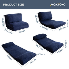 MAXYOYO Bean Bag Folding Sofa Bed with Corduroy Washable Cover, Extra Thick and Long Floor Sofa for Adults