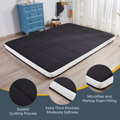 MAXYOYO Padded Japanese Floor Mattress, Black Foldable Roll Up Futon Mattress