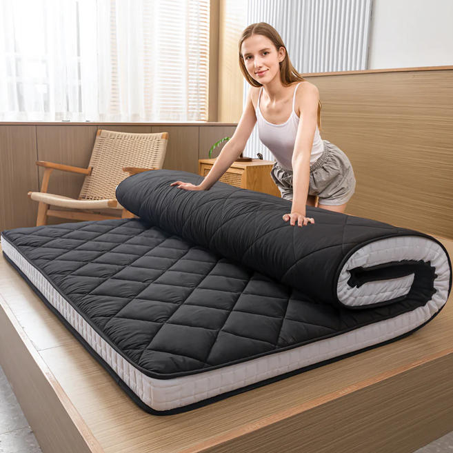 MAXYOYO Padded Japanese Floor Mattress, Black Foldable Roll Up Futon Mattress