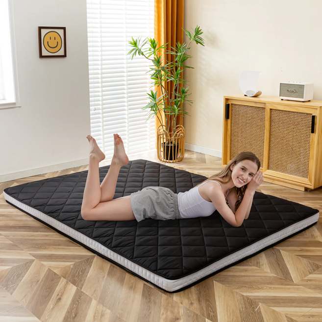 MAXYOYO Padded Japanese Floor Mattress, Black Foldable Roll Up Futon Mattress