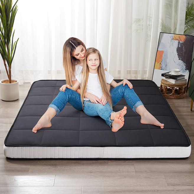 MAXYOYO Padded Japanese Floor Mattress, Black Foldable Roll Up Futon Mattress