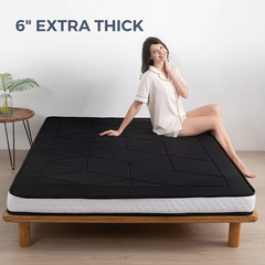 MAXYOYO Padded Japanese Floor Mattress, Black Foldable Roll Up Futon Mattress