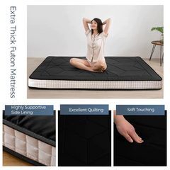 MAXYOYO Padded Japanese Floor Mattress, Black Foldable Roll Up Futon Mattress