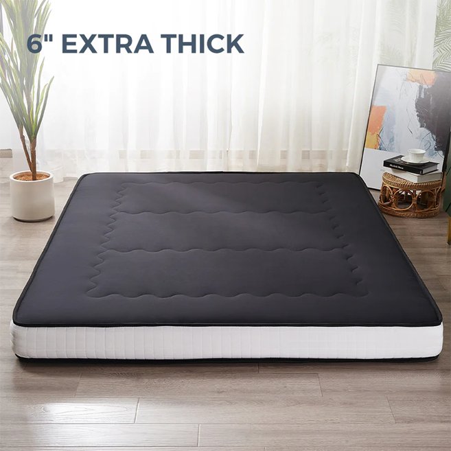 MAXYOYO Padded Japanese Floor Mattress, Black Foldable Roll Up Futon Mattress