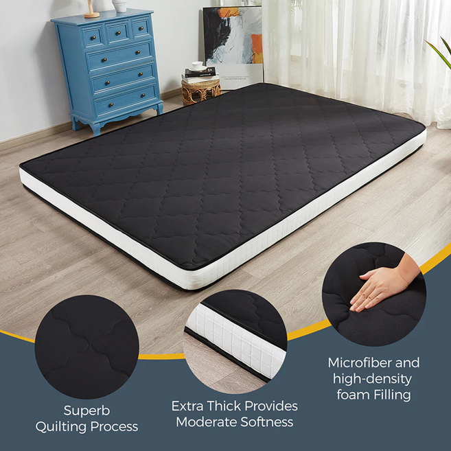 MAXYOYO Padded Japanese Floor Mattress, Black Foldable Roll Up Futon Mattress