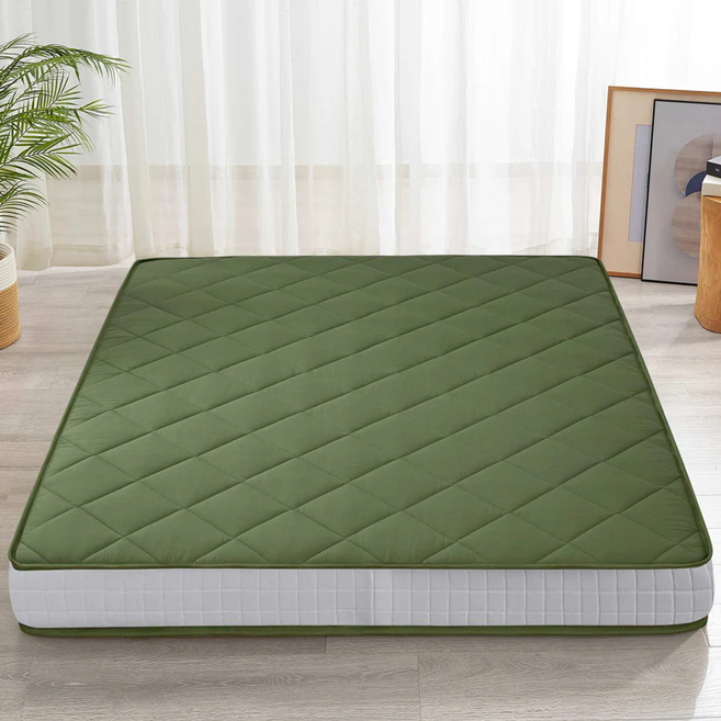 MAXYOYO Diamond Patterned Padded Japanese Floor Mattress, Extra Thick Japanese Floor Mattress Quilted Mattress Topper, Green