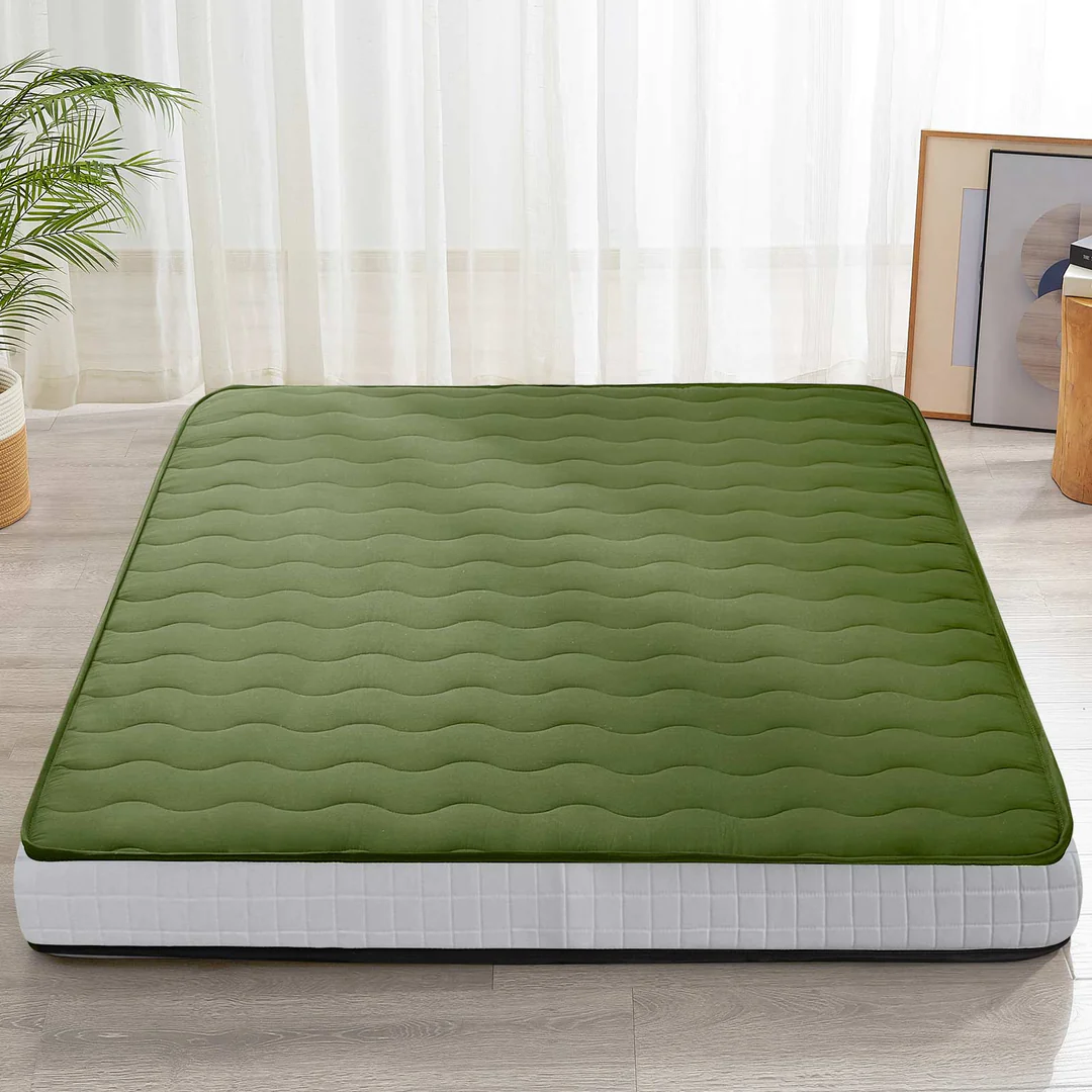 MAXYOYO Padded Japanese Floor Mattress, Green Foldable Roll Up Futon Mattress