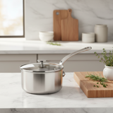 Mauviel M'Pure Sauce Pan With Glass Lid, Cast Stainless Steel Onyx Handle
