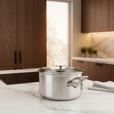 Mauviel M'Pure Stew Pan With Glass Lid, Cast Stainless Steel Onyx Handles, 6.1-Qt