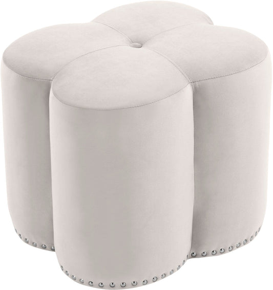 Clover Velvet Ottoman - Whimsical Flower-Shaped Accent for Contemporary Living Room or Bedroom Decor