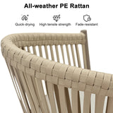 PURPLE LEAF Counter Stools Bar Stools Rattan Bar Stools Wicker Bar Chairs Woven Aluminum Barstools with Back and Cushions