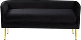 Audrey Contemporary Velvet Bench with Golden Legs – Stylish Seating for Modern Homes and Spaces