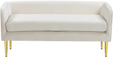 Audrey Contemporary Velvet Bench with Golden Legs – Stylish Seating for Modern Homes and Spaces